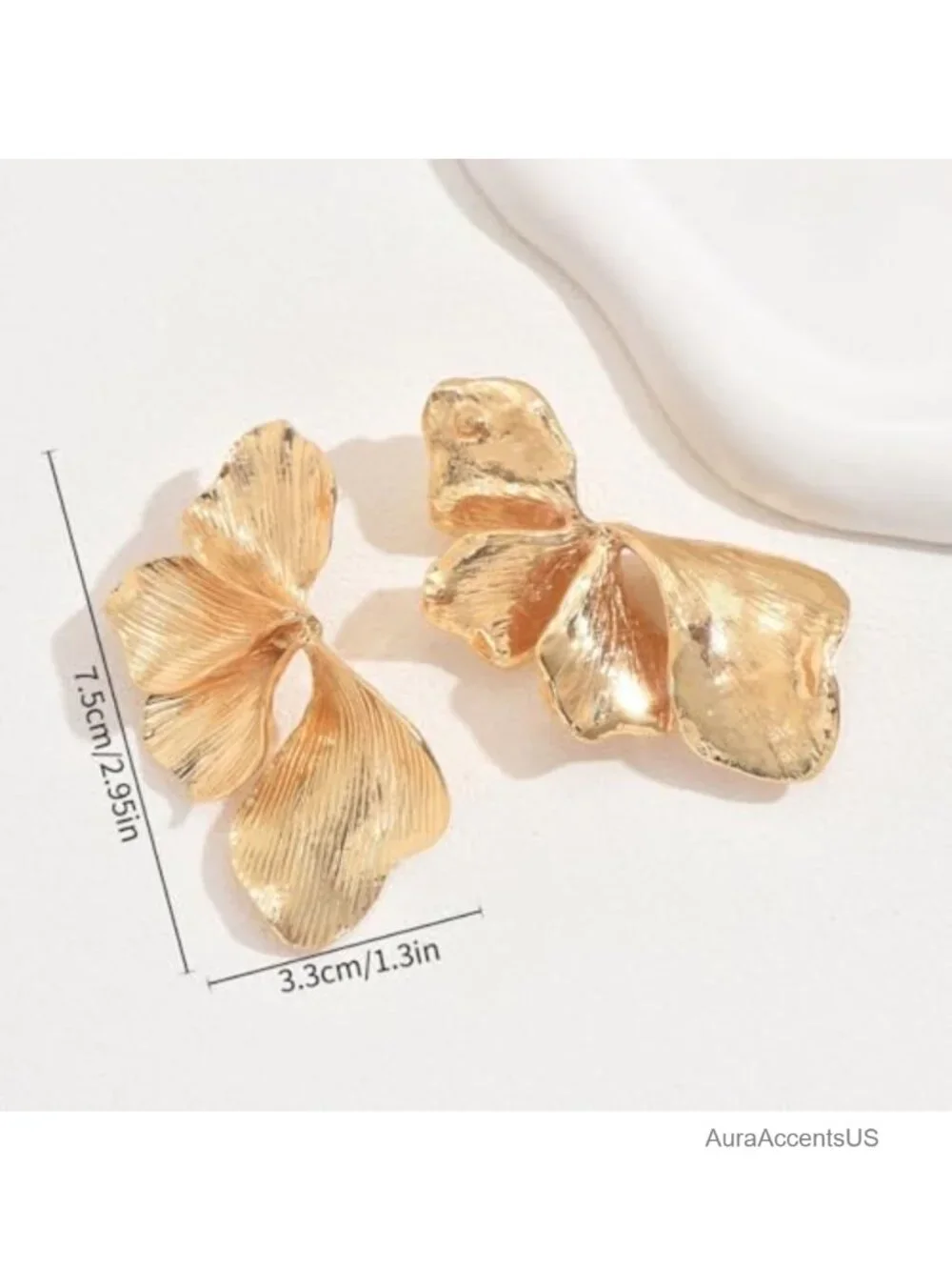 Chunky Flower Ginkgo Leaf Drop Earrings for Women, Long Dangle Statement Jewelry